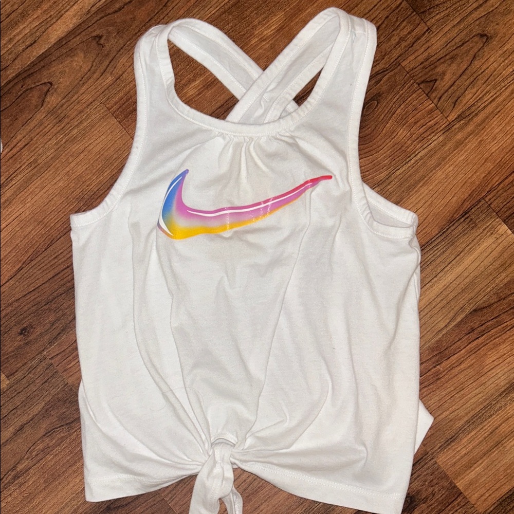 Nike Kids White Tank Top with Multicolor Logo